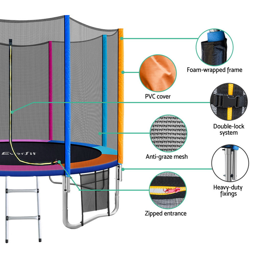 Kemp Round Trampoline with Enclosure, 10ft