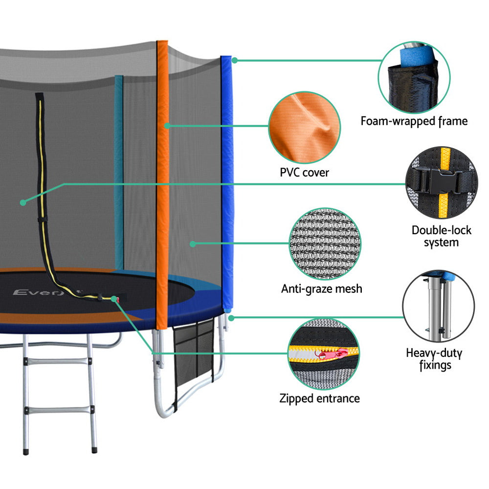 Byfield Round Trampoline with Enclosure and Ladder, 8ft