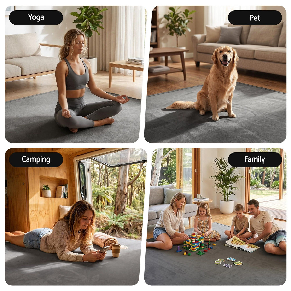 Grey foldable tatami floor mat 200 x 200cm view 10