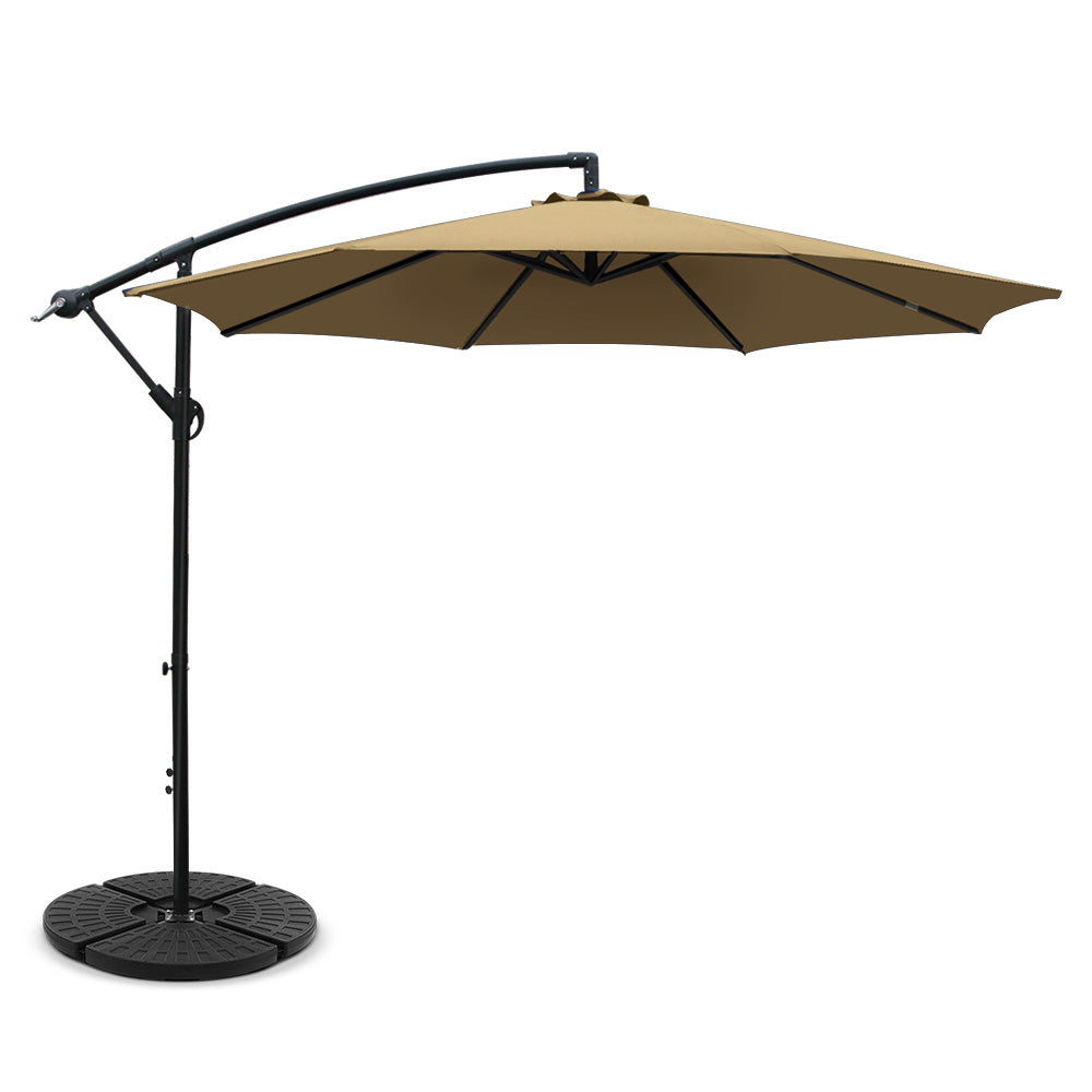 Instahut Cantilever Outdoor Umbrella with Base — UPF 50 Plus, Grey, Charcoal or Black — Allure Home Collections