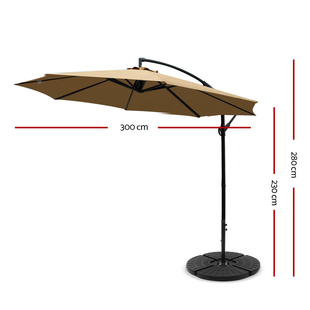 Instahut Cantilever Outdoor Umbrella with Base — UPF 50 Plus, Grey, Charcoal or Black — Allure Home Collections