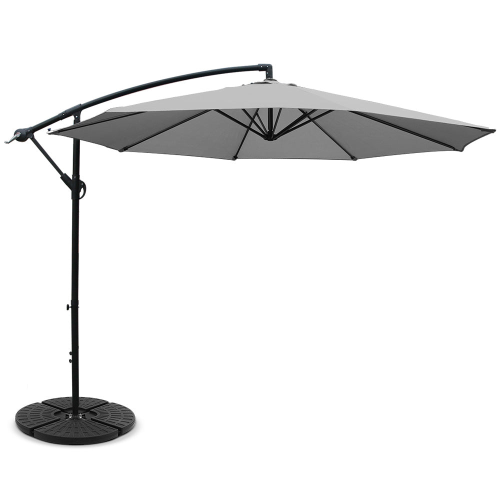 Instahut Cantilever Outdoor Umbrella with Base — UPF 50 Plus, Grey, Charcoal or Black — Allure Home Collections