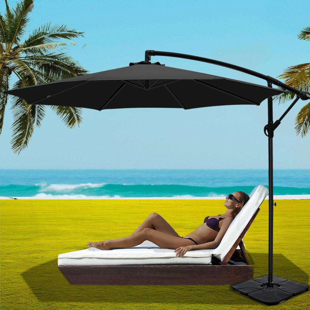 Instahut 3m Cantilever Outdoor Umbrella with Portable Base — UV50 Plus, Multiple Colours — Allure Home Collections