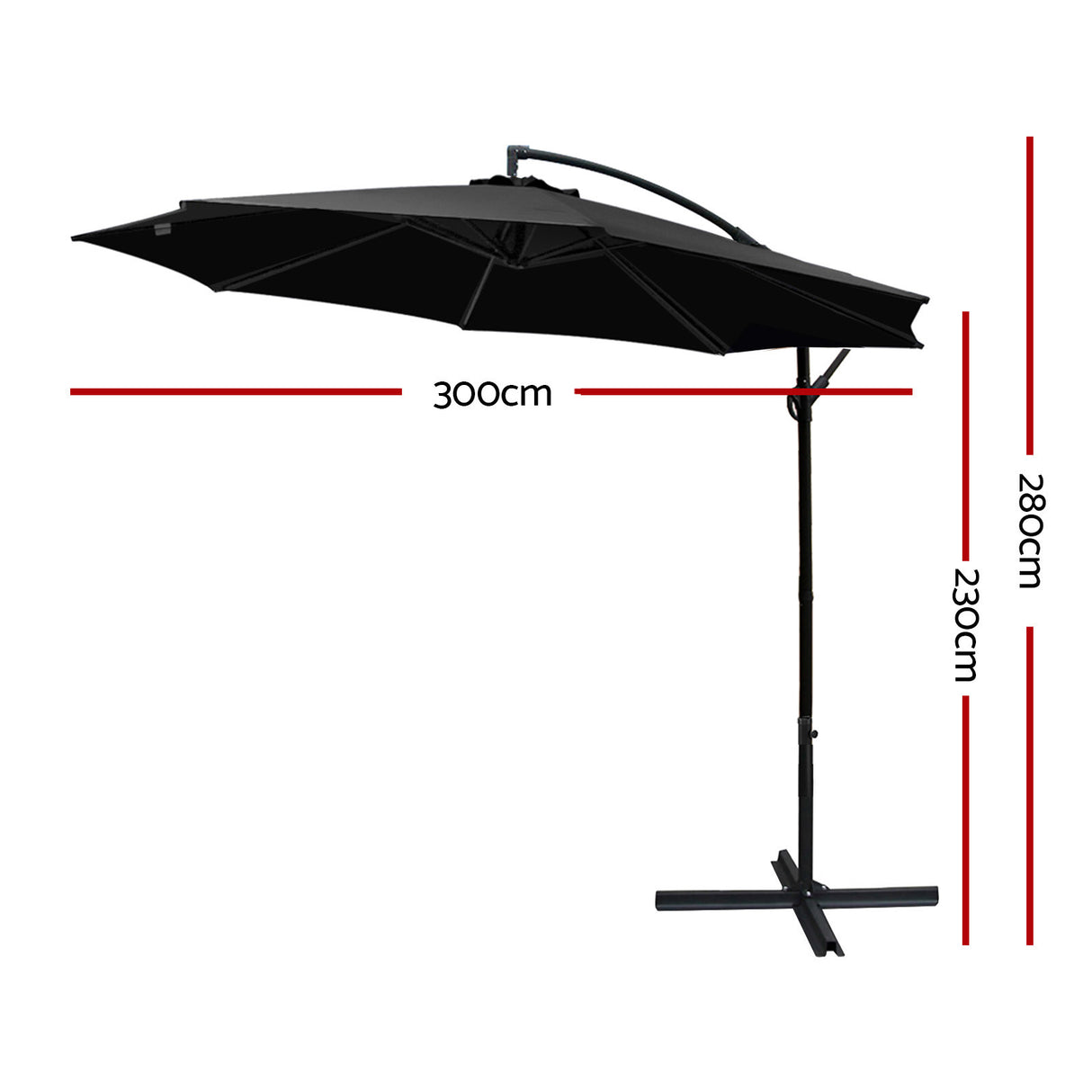 Instahut Cantilever Outdoor Umbrella — UPF 50 Plus, Black, Beige or Grey — Allure Home Collections