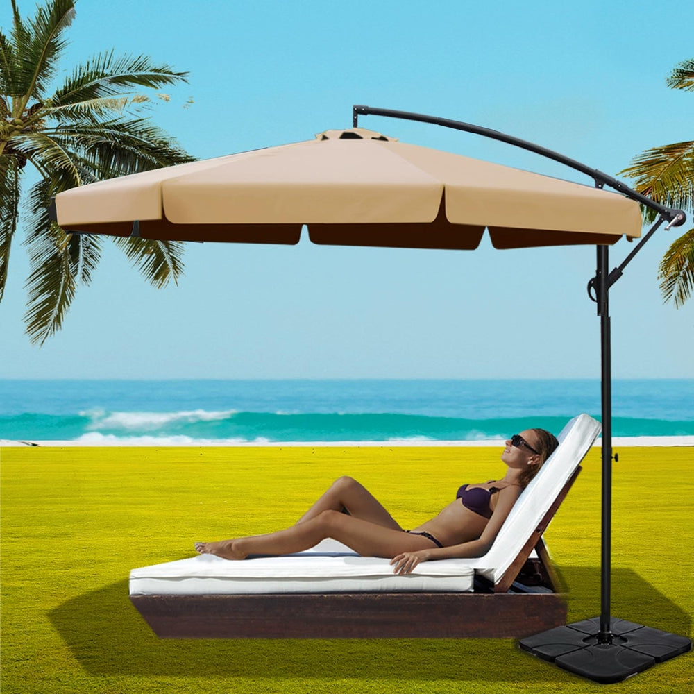 Instahut Cantilever Outdoor Umbrella with Modular Base — UPF50 Plus, Beige, Navy or Black — Allure Home Collections