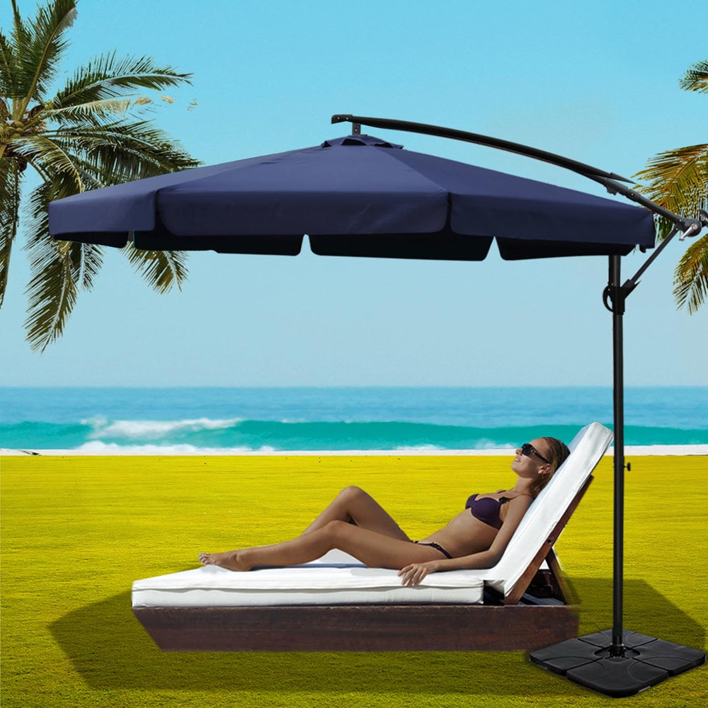 Instahut Cantilever Outdoor Umbrella with Modular Base — UPF50 Plus, Beige, Navy or Black — Allure Home Collections