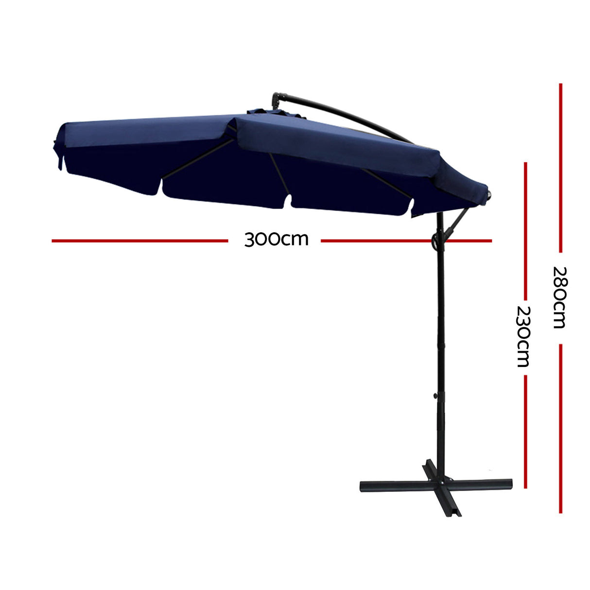 Instahut 3m Cantilever Outdoor Umbrella — UPF 50 Plus, Beige, Black or Navy — Allure Home Collections