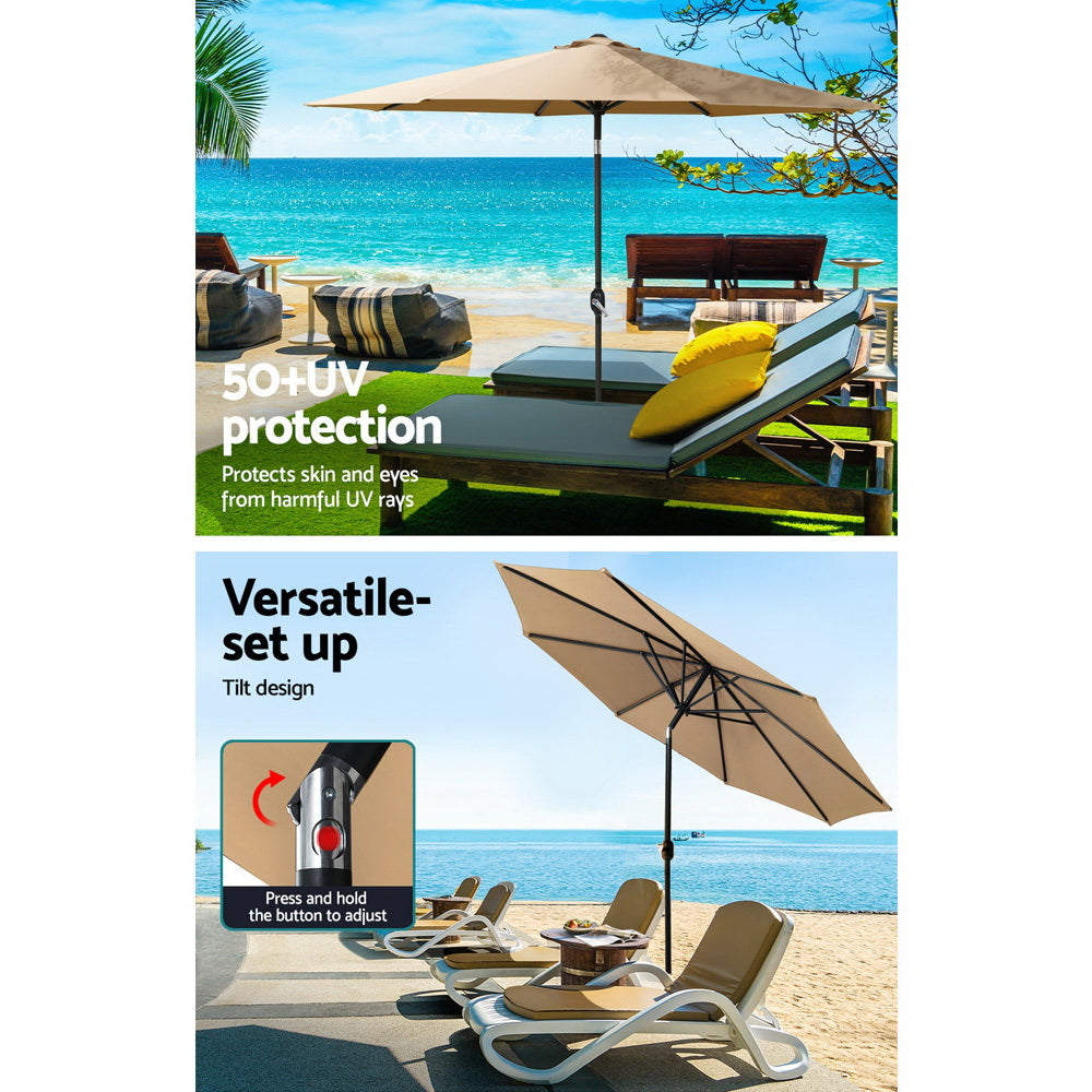 Instahut Centre Post Outdoor Umbrella with Tilt and Base — UPF50 Plus, Multiple Colours — Allure Home Collections