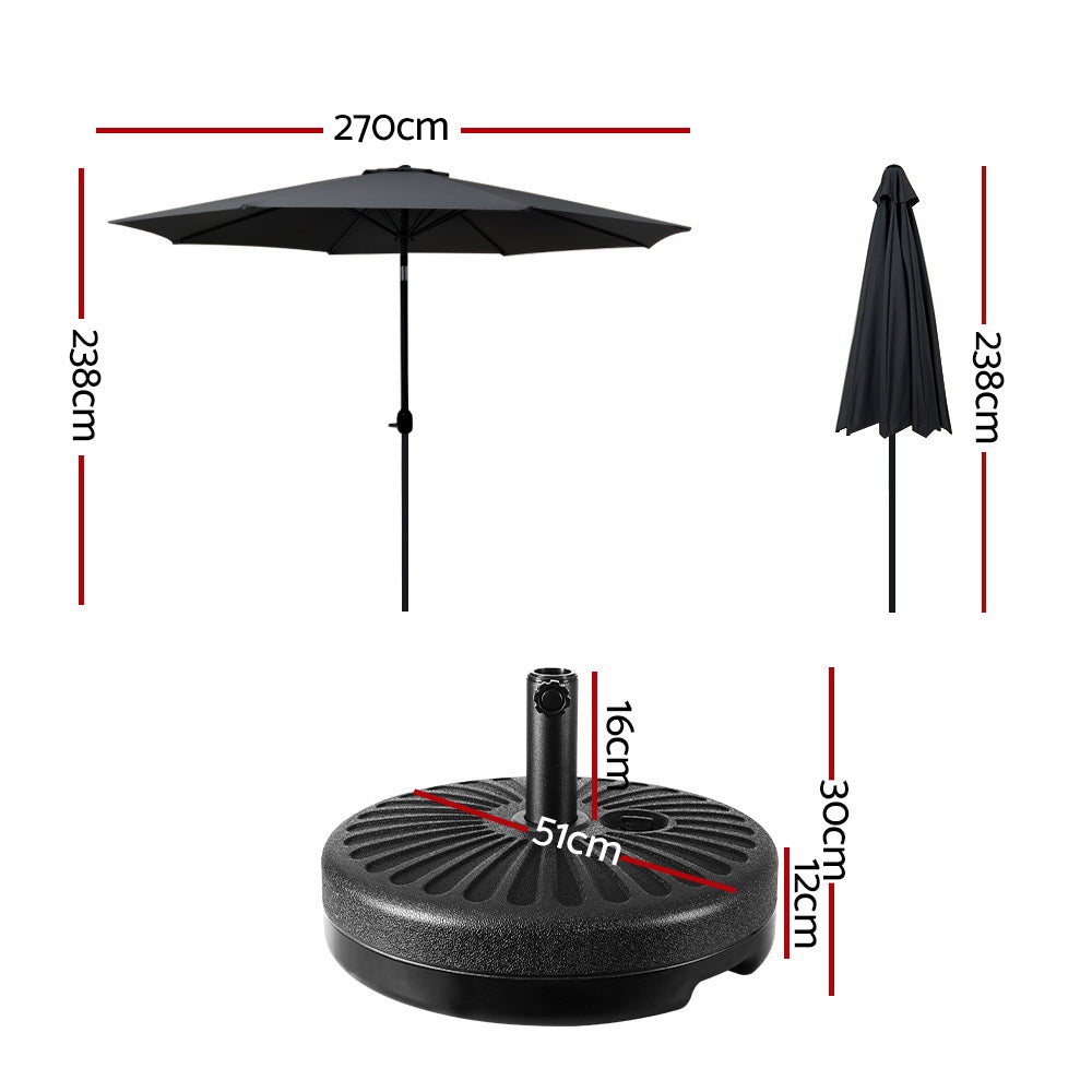 Instahut Centre Post Outdoor Umbrella with Tilt and Base — UPF50 Plus, Multiple Colours — Allure Home Collections