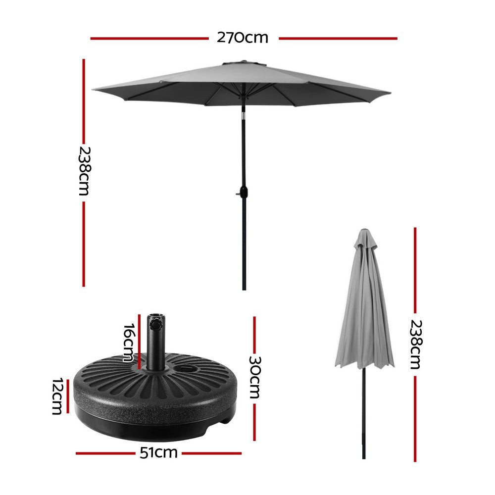 Instahut Centre Post Outdoor Umbrella with Tilt and Base — UPF50 Plus, Multiple Colours — Allure Home Collections