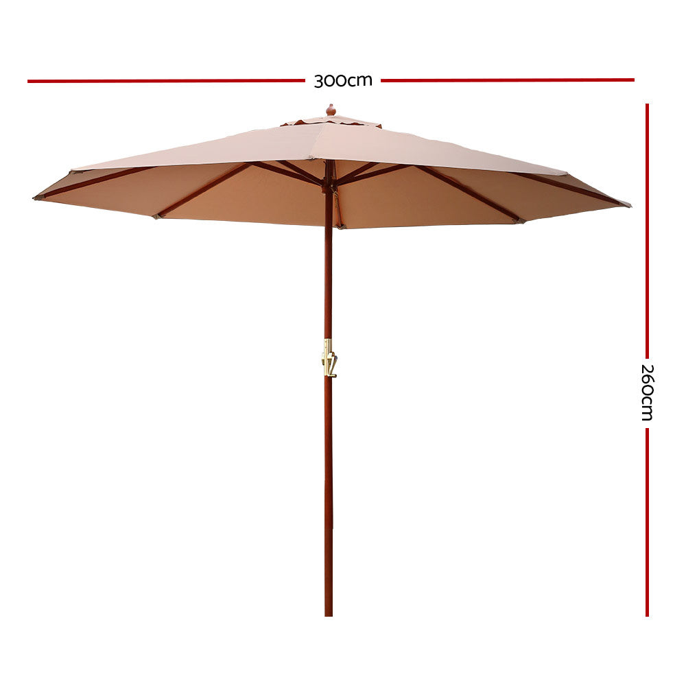 Instahut 3m Centre Post Outdoor Umbrella — UPF 50 Plus, Beige, Black or Charcoal — Allure Home Collections