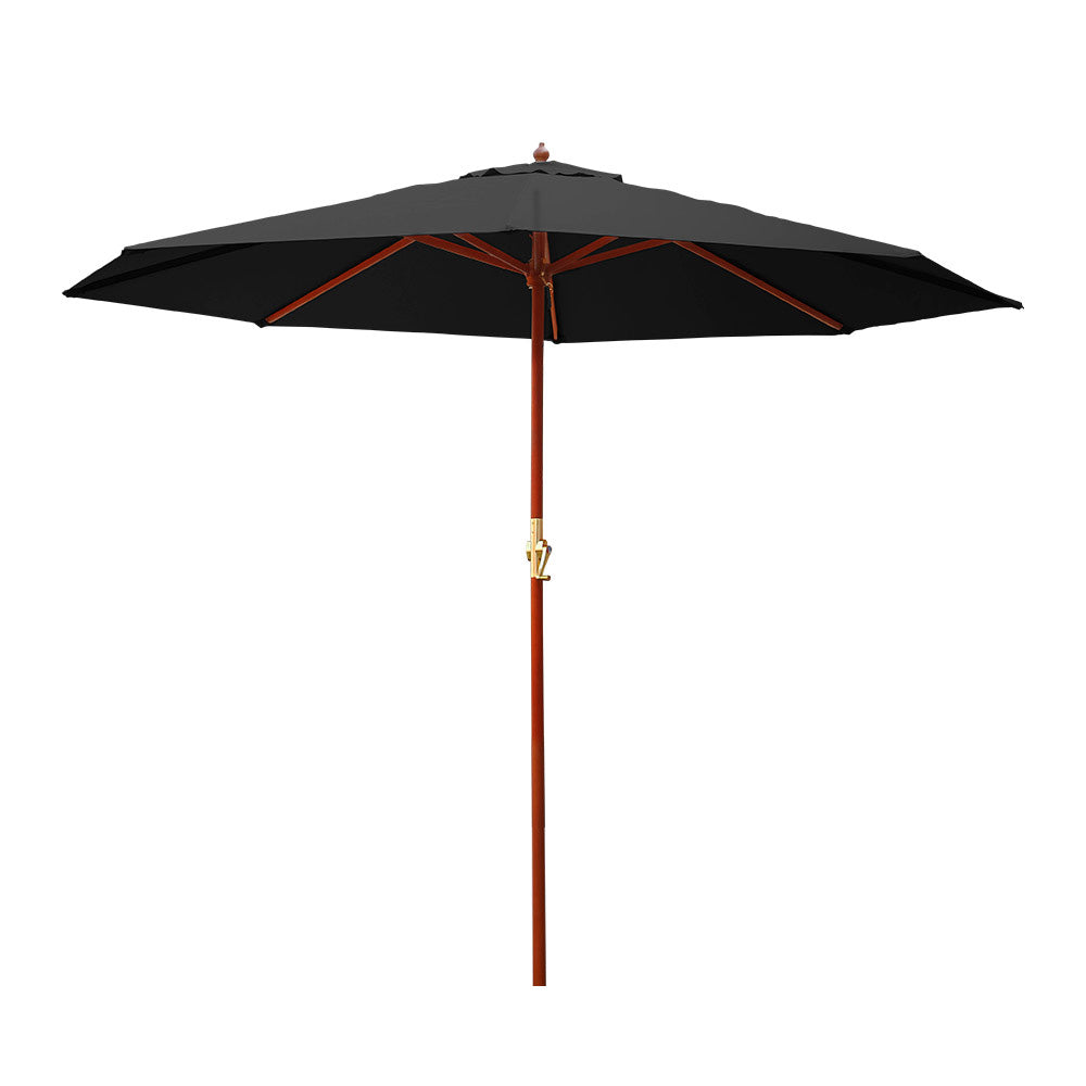 Instahut 3m Centre Post Outdoor Umbrella — UPF 50 Plus, Beige, Black or Charcoal — Allure Home Collections