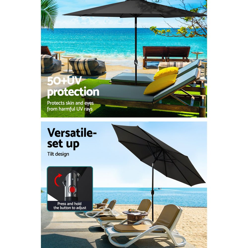 Instahut Centre Post Outdoor Umbrella with Base — UPF 50 Plus, Tilt, Multiple Colours — Allure Home Collections