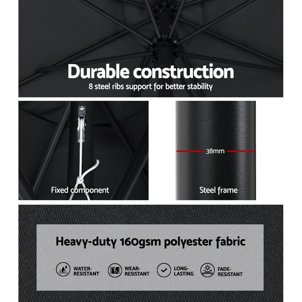 Instahut Centre Post Outdoor Umbrella with Base — UPF 50 Plus, Tilt, Multiple Colours — Allure Home Collections
