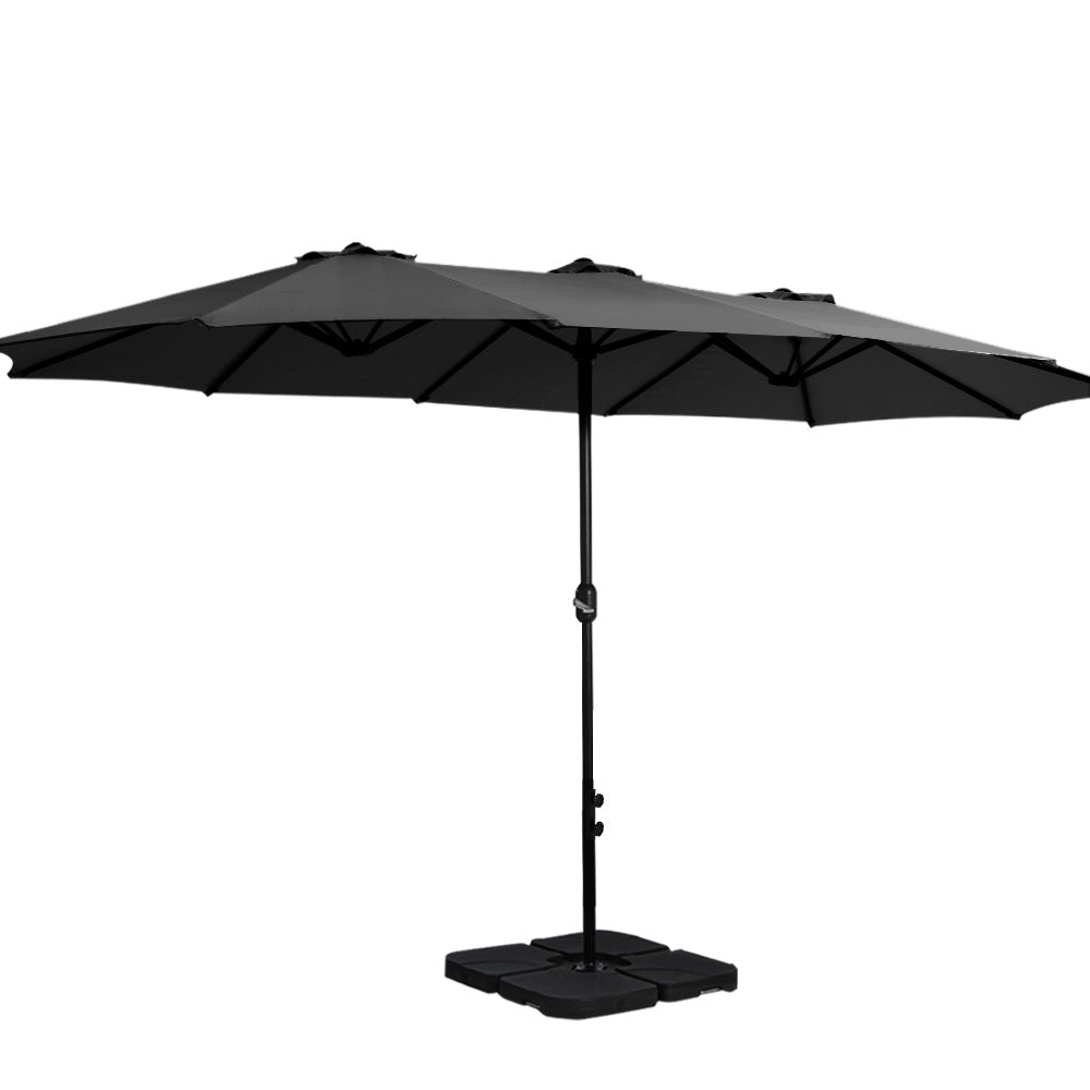 Instahut Large Double-Sided Centre Post Umbrella with Base — UV50 Plus, Dodecagon Canopy — Allure Home Collections