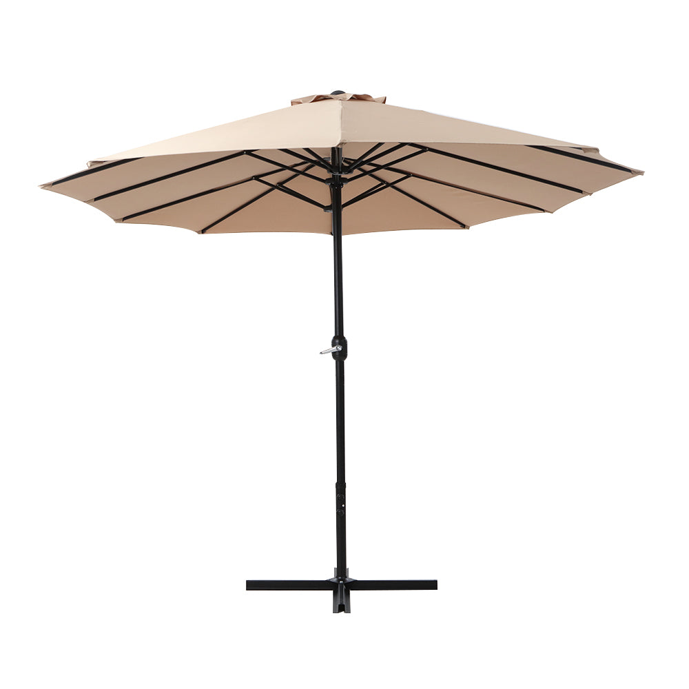 Instahut Centre Post Outdoor Umbrella with Tilt — UV50 Plus Dodecagon, Beige or Black — Allure Home Collections