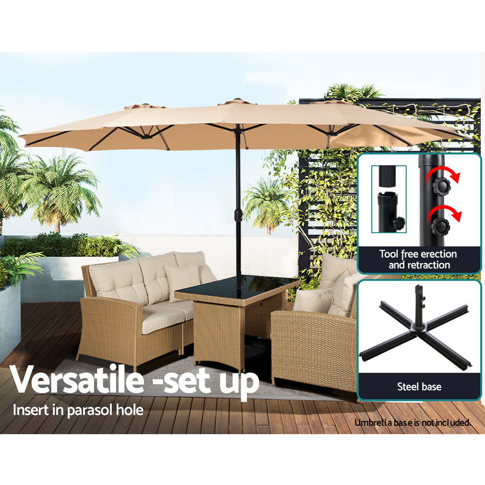 Instahut Centre Post Outdoor Umbrella with Tilt — UV50 Plus Dodecagon, Beige or Black — Allure Home Collections