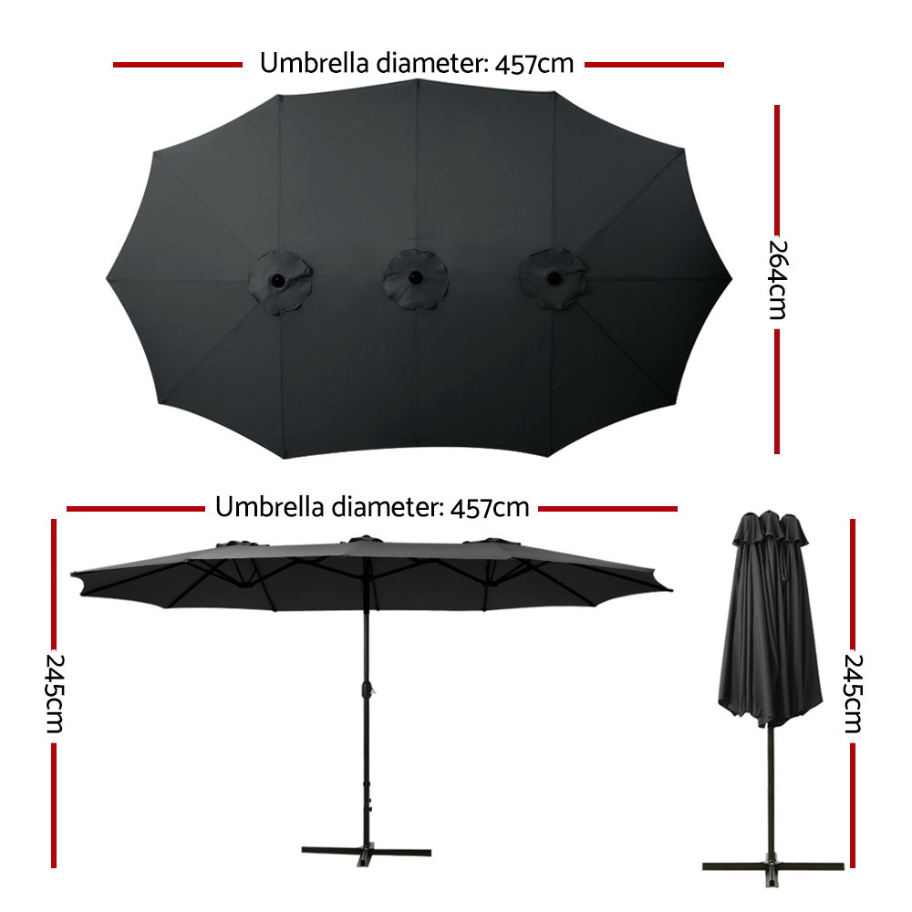 Instahut Centre Post Outdoor Umbrella with Tilt — UV50 Plus Dodecagon, Beige or Black — Allure Home Collections