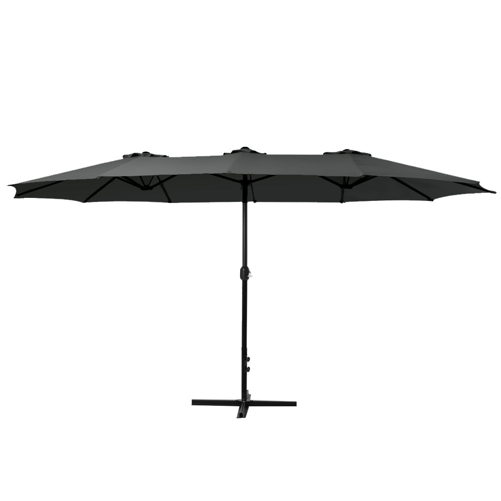 Instahut Centre Post Outdoor Umbrella with Tilt — UV50 Plus Dodecagon, Beige or Black — Allure Home Collections