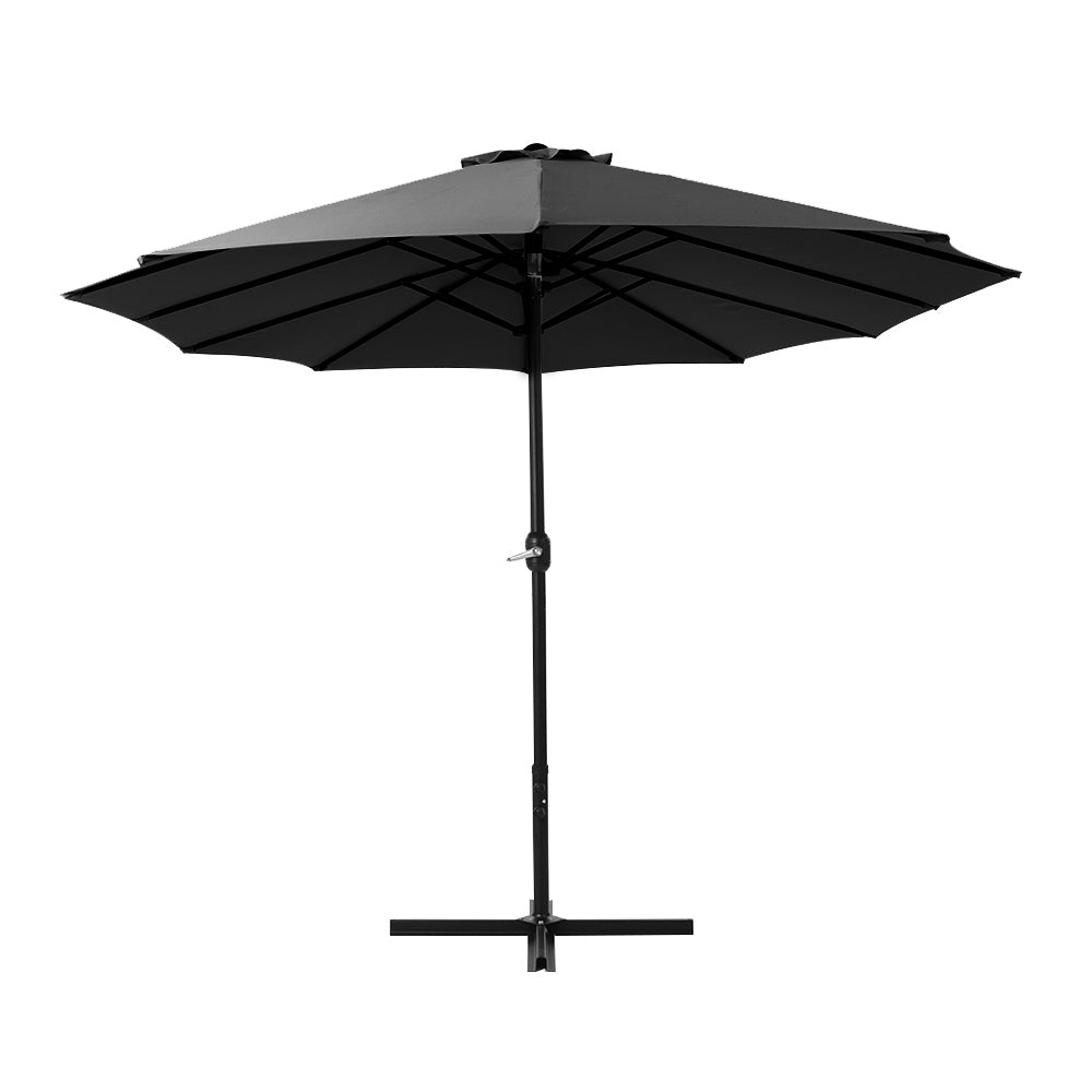 Instahut Centre Post Outdoor Umbrella with Tilt — UV50 Plus Dodecagon, Beige or Black — Allure Home Collections