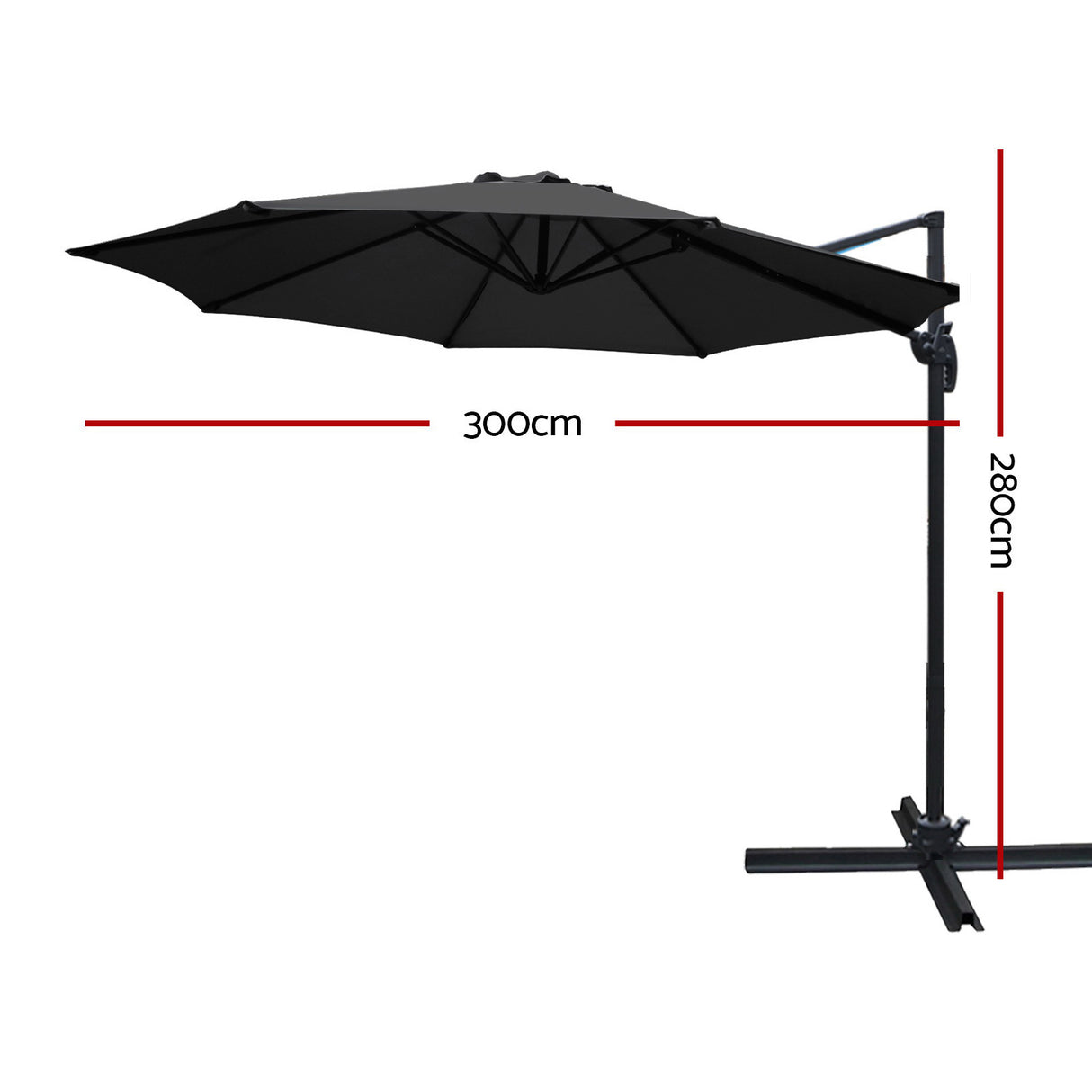 Instahut 3m Cantilever Umbrella with 360 Degree Tilt — UPF 50 Plus, Beige, Black or Grey — Allure Home Collections
