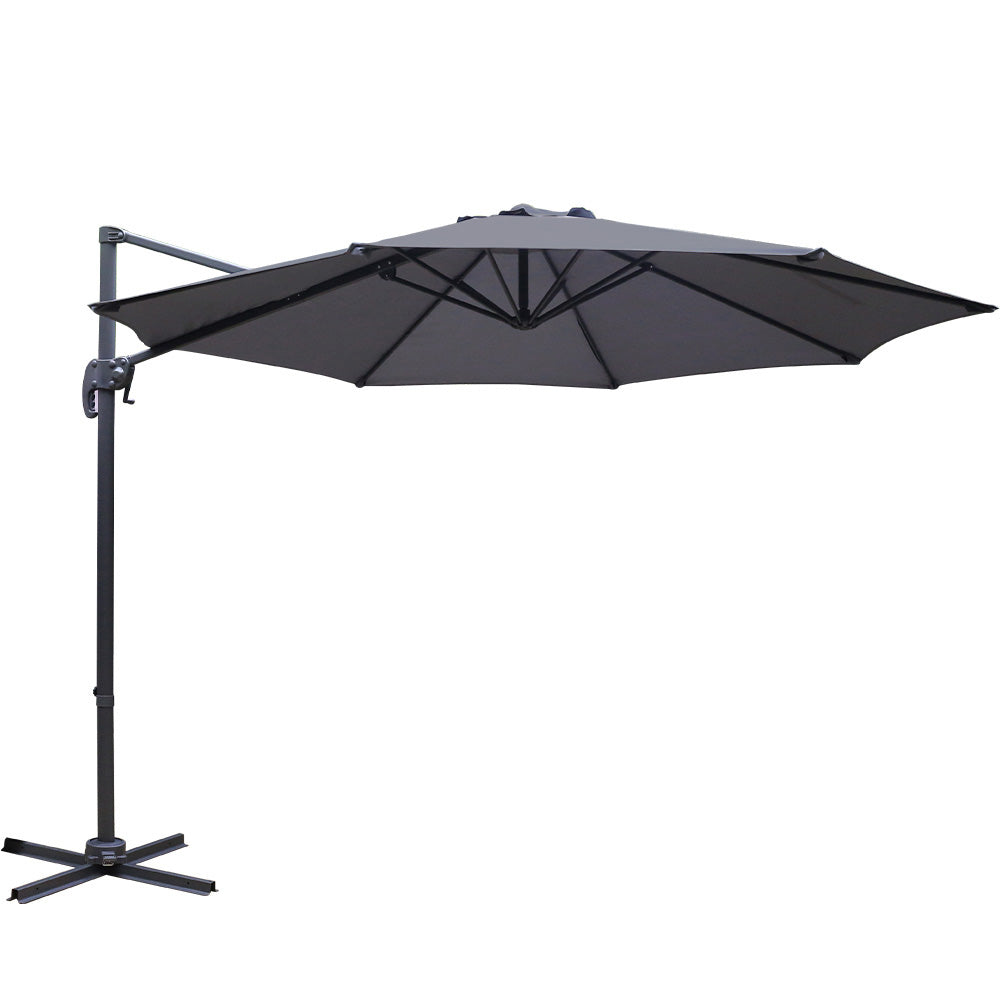 Bundall charcoal aluminium outdoor umbrella in an outdoor setting