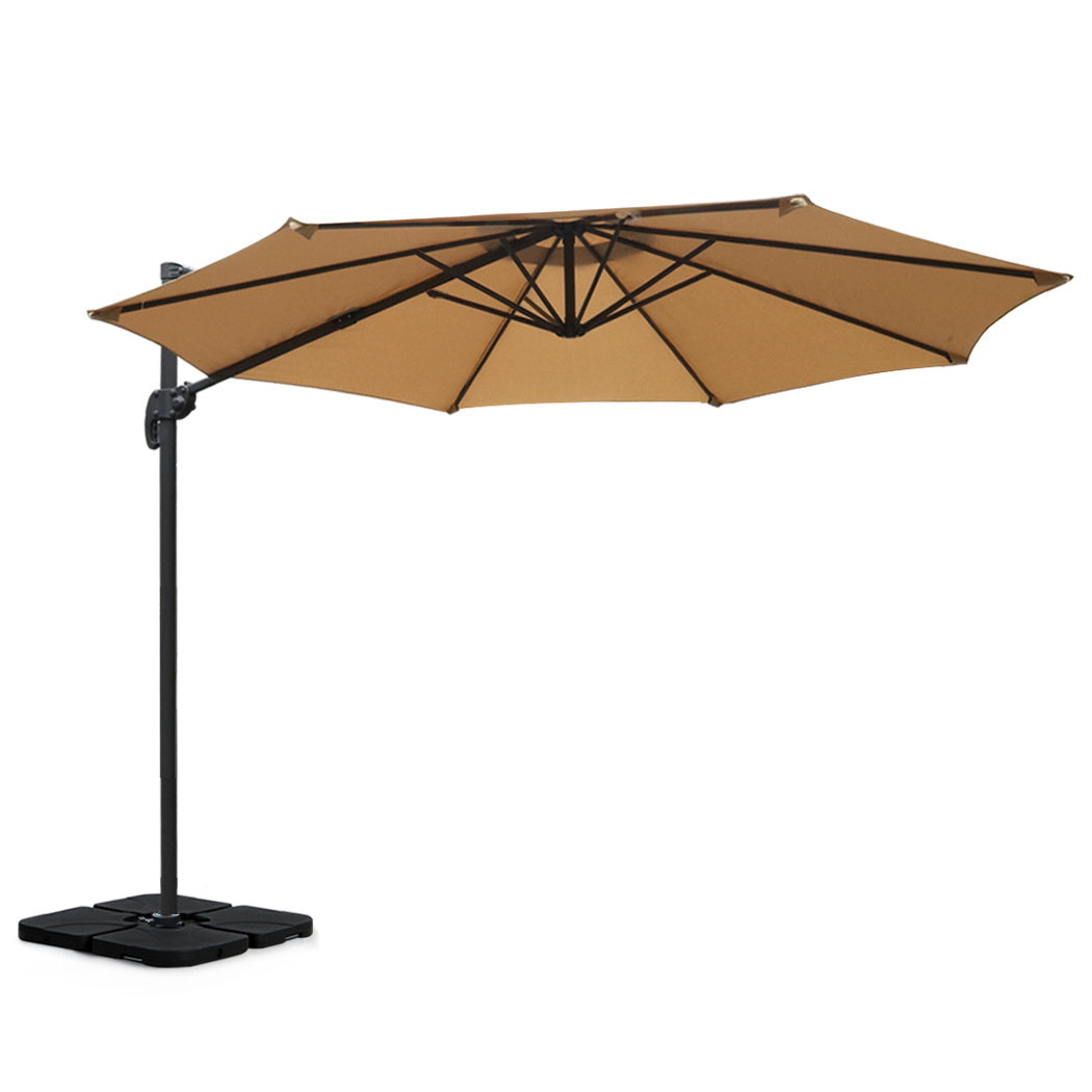 Instahut Cantilever Umbrella with Base and 360 Degree Tilt — UPF 50 Plus, Multiple Colours — Allure Home Collections