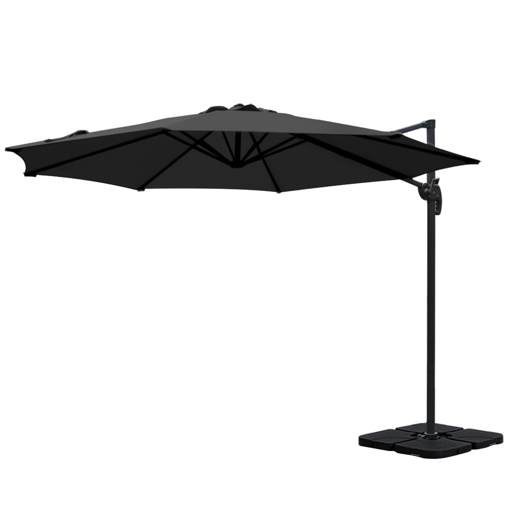 Instahut Cantilever Umbrella with Base and 360 Degree Tilt — UPF 50 Plus, Multiple Colours — Allure Home Collections
