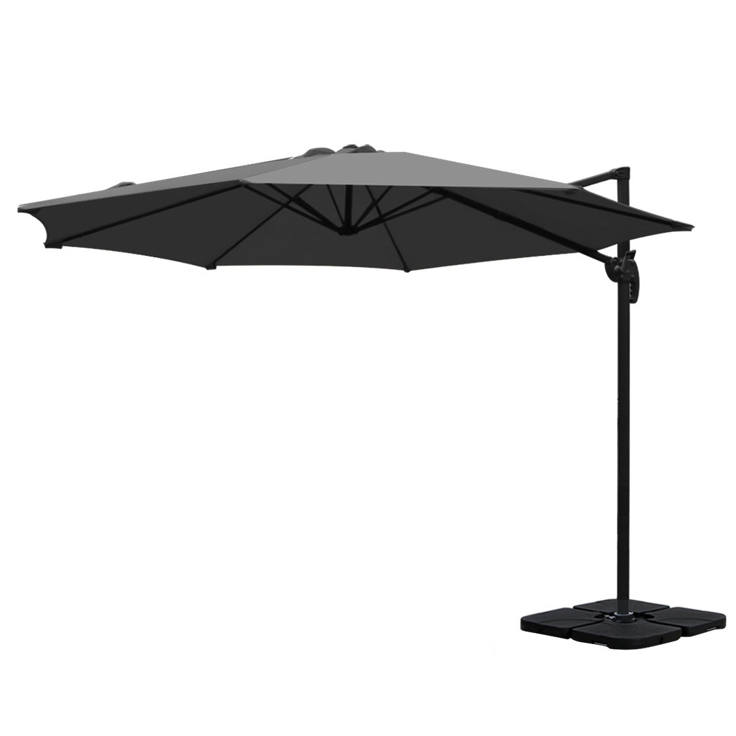 Instahut Cantilever Umbrella with Base and 360 Degree Tilt — UPF 50 Plus, Multiple Colours — Allure Home Collections