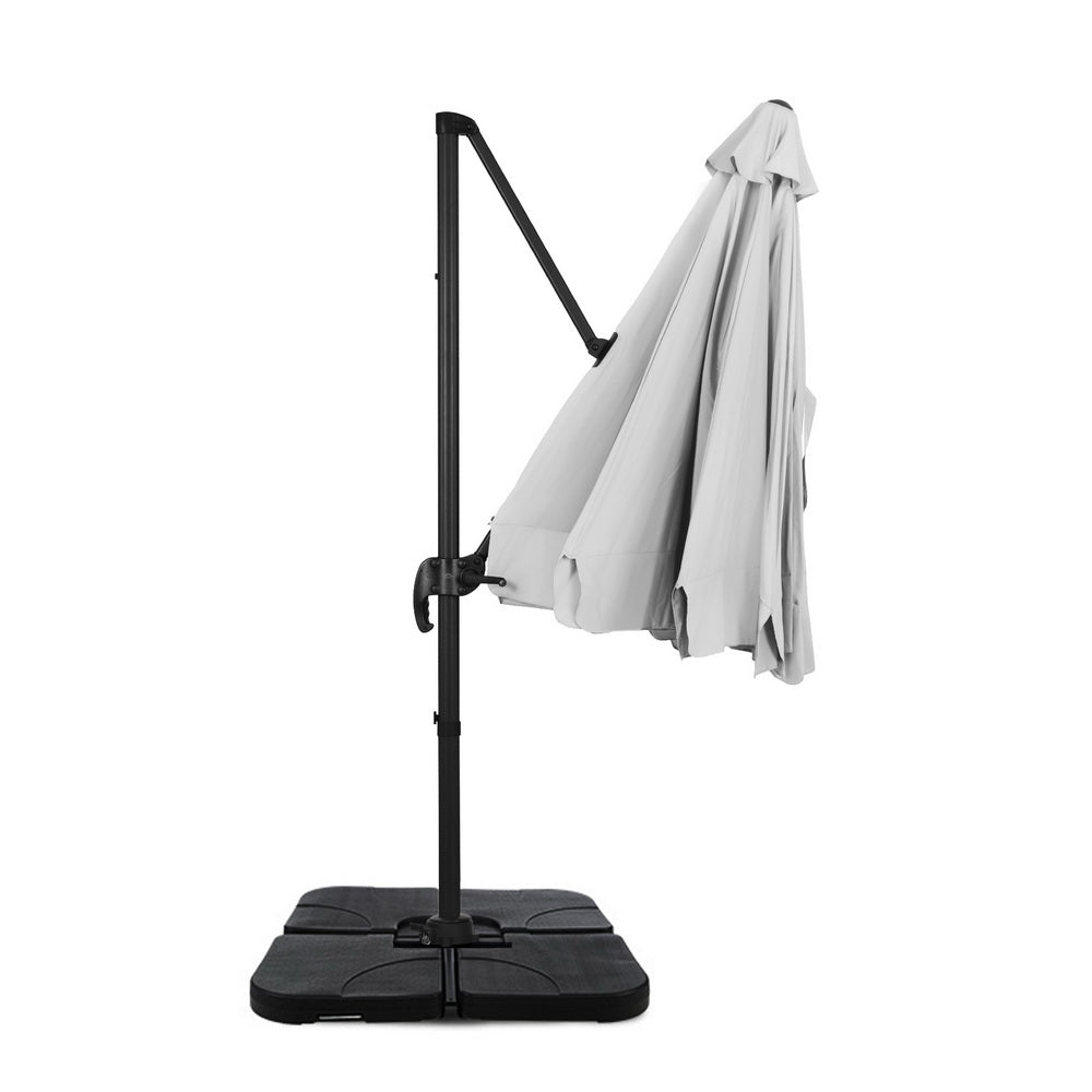 Instahut Cantilever Umbrella with Base and 360 Degree Tilt — UPF 50 Plus, Multiple Colours — Allure Home Collections