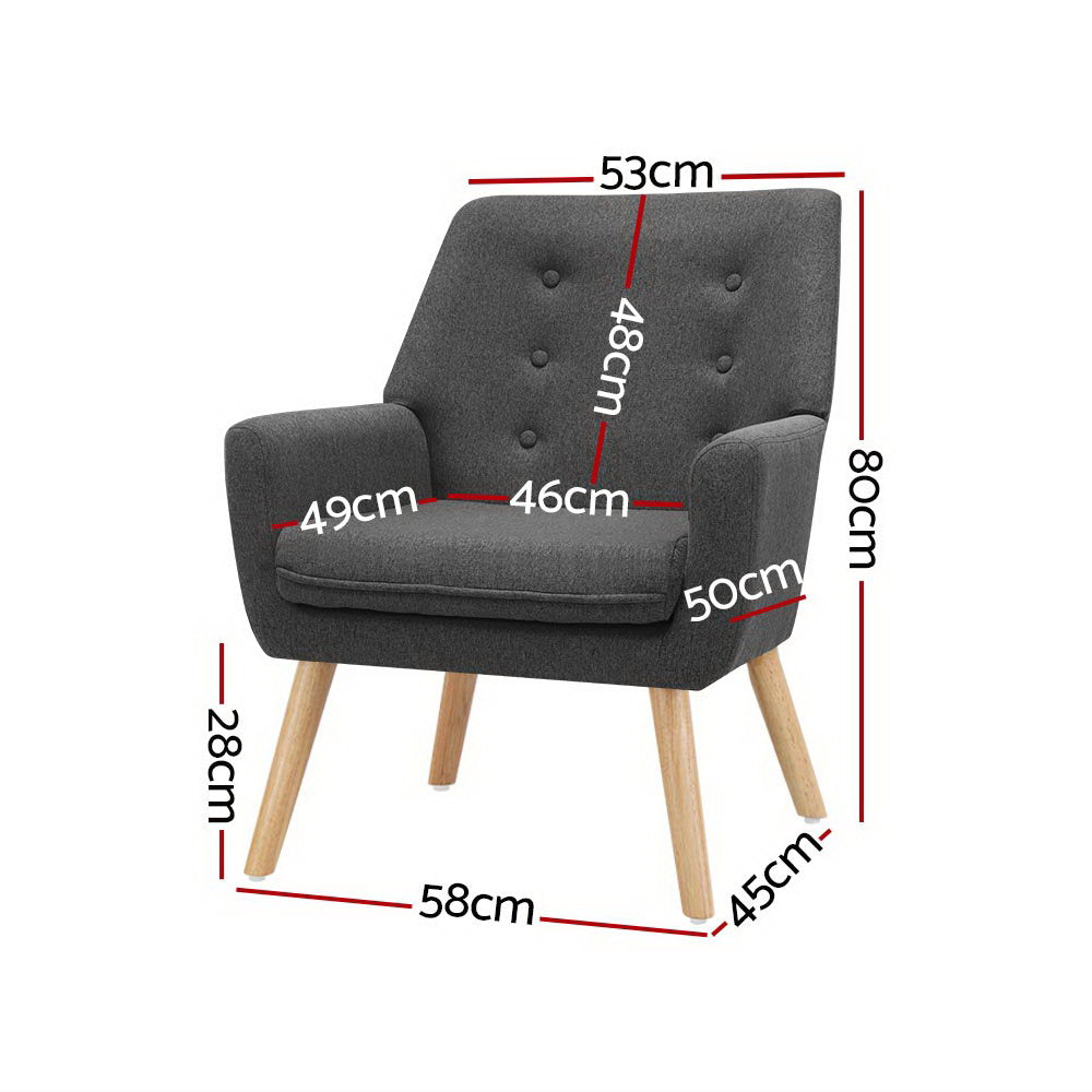 Artiss Anne Charcoal Linen Fabric Armchair