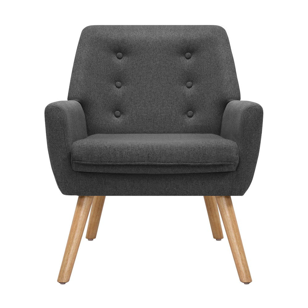 Artiss Anne Charcoal Linen Fabric Armchair