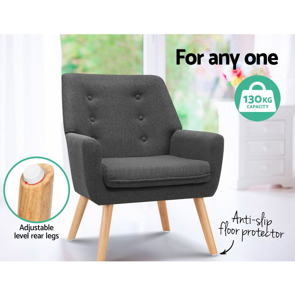 Artiss Anne Charcoal Linen Fabric Armchair
