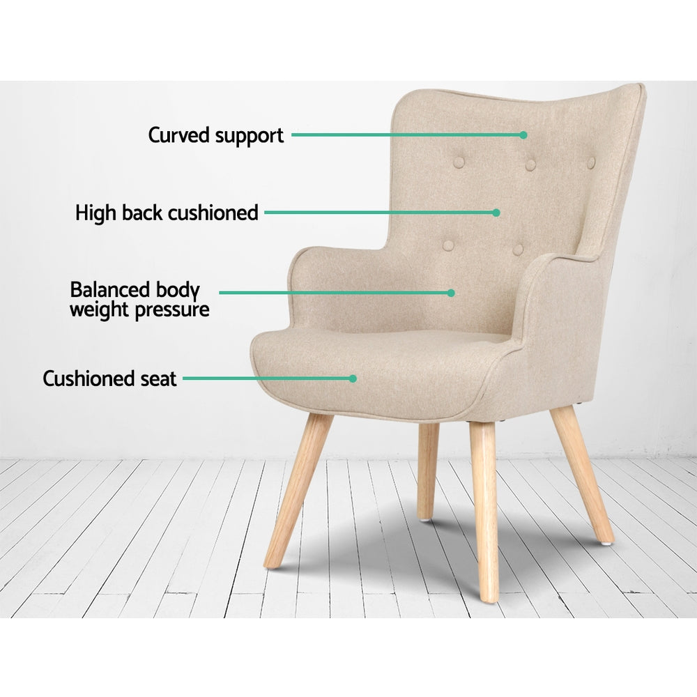 Lansar Armchair Set with Ottoman - Modern Scandinavian Elegance in Various Colors