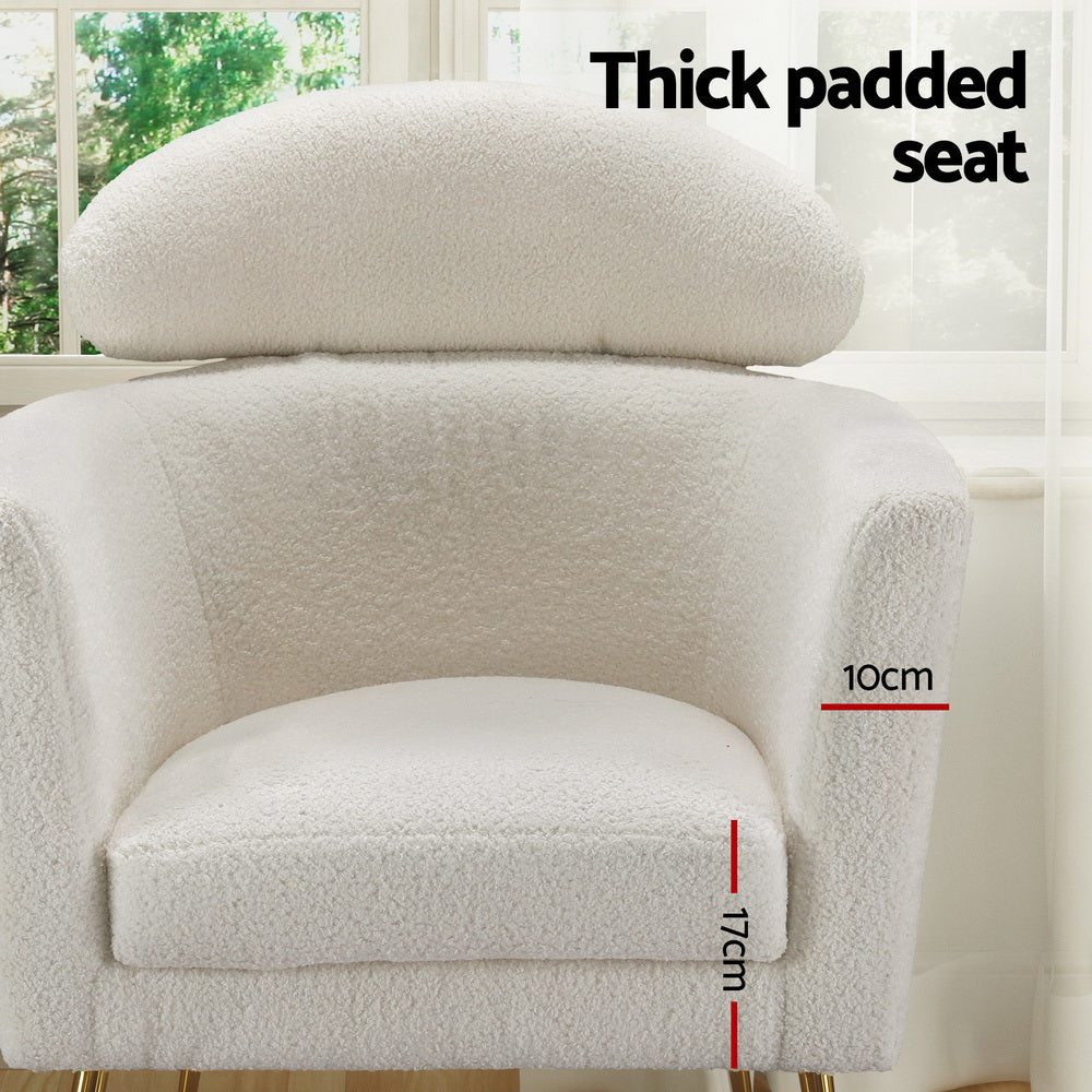 Artiss White Yoli Boucle Fabric Armchair