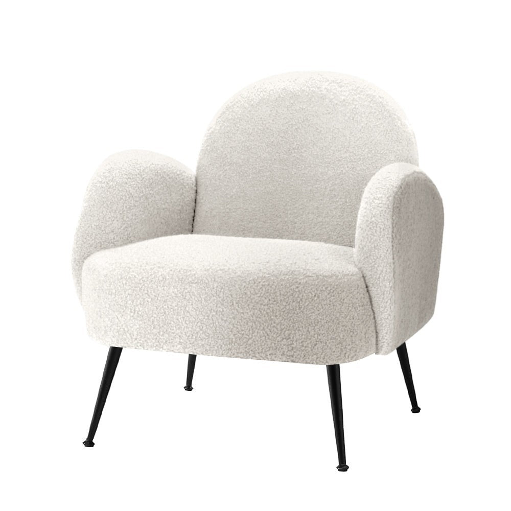 Mount Irvine white sherpa fleece accent chair in a modern living room