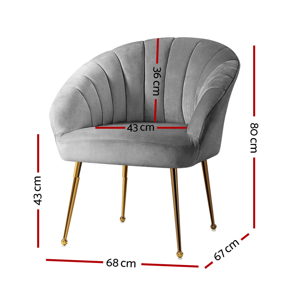 Artiss Eloise Velvet Armchair in Grey