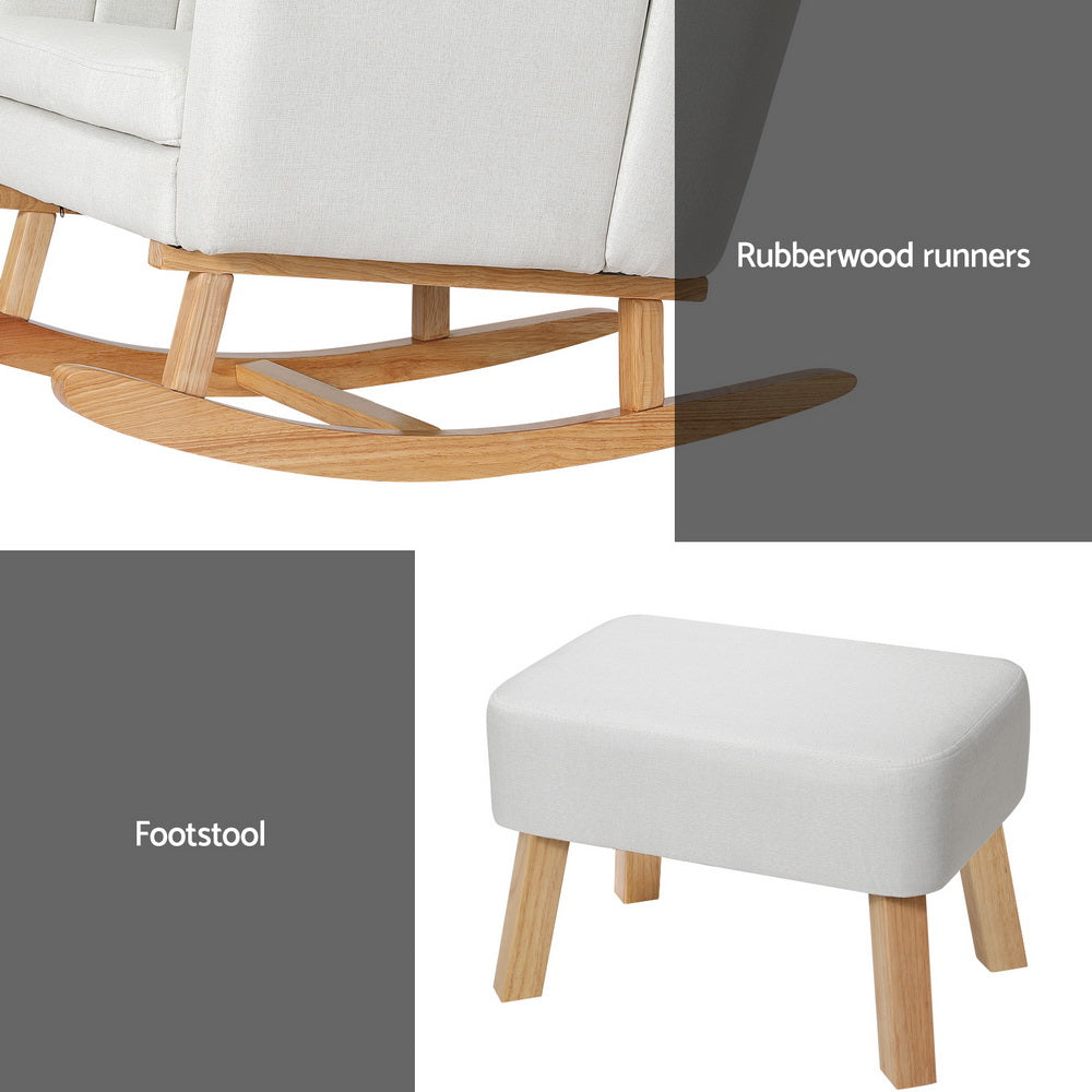 Jonah Linen Rocking Chair in Beige
