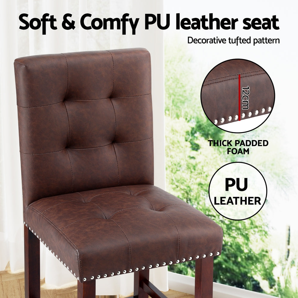 Side profile of Artiss tufted bar stool showing wooden legs — Allure Home Collections