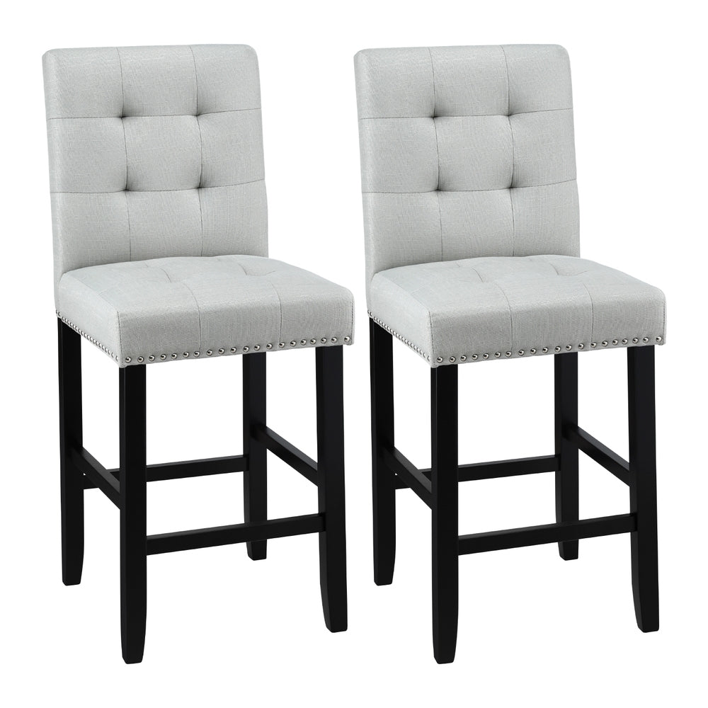 Artiss bar stool tufted upholstery and silver rivet trim detail — Allure Home Collections