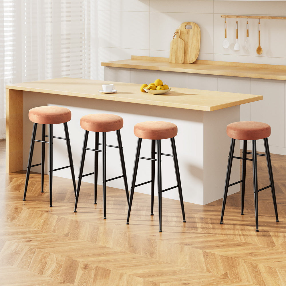 Artiss brown PU leather round bar stool seat close-up — Allure Home Collections