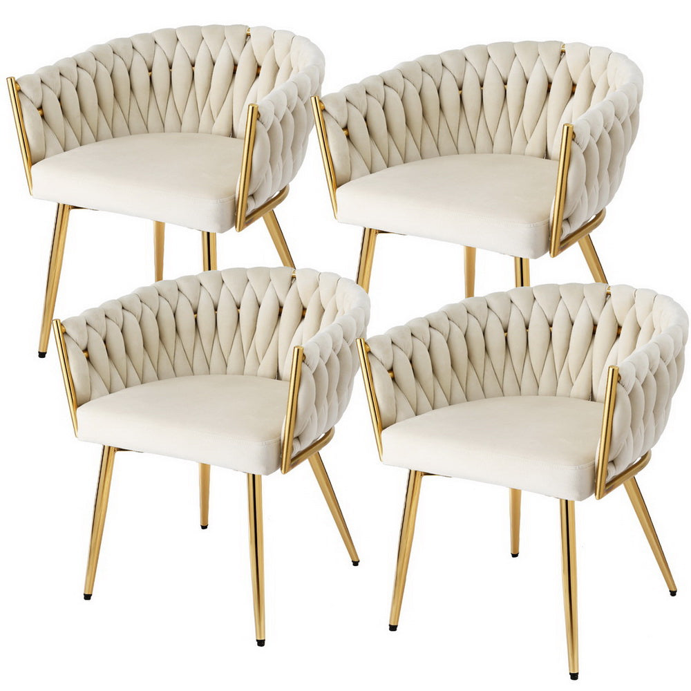 Artiss Velvet Armchair Dining Chairs — Set of 4, Beige, Black or Grey — Allure Home Collections