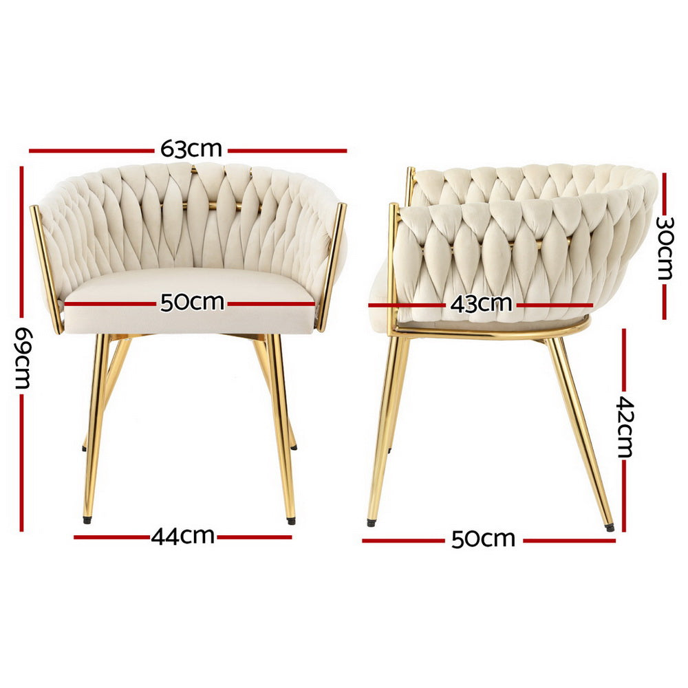 Artiss Velvet Armchair Dining Chairs — Set of 4, Beige, Black or Grey — Allure Home Collections