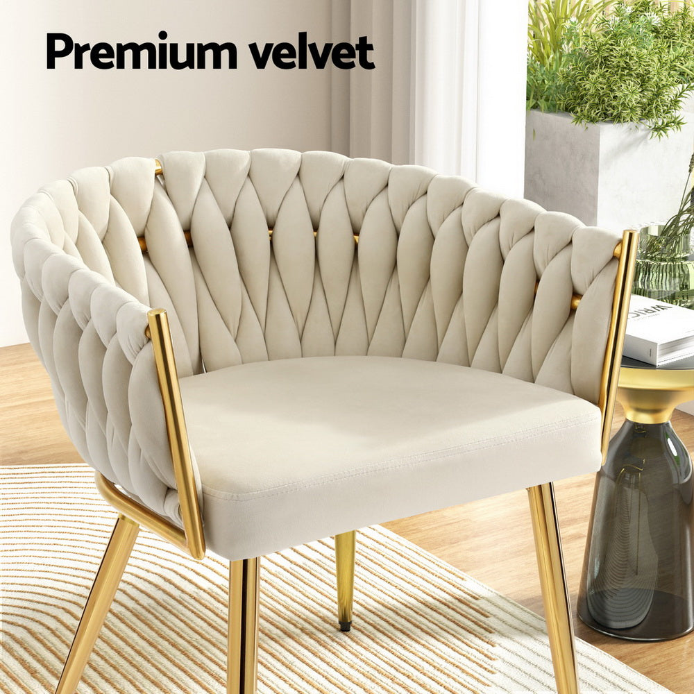 Artiss Velvet Armchair Dining Chairs — Set of 4, Beige, Black or Grey — Allure Home Collections
