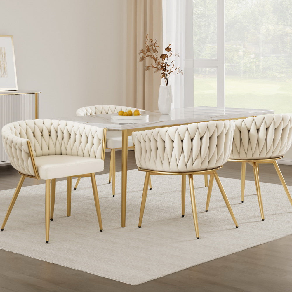 Artiss Velvet Armchair Dining Chairs — Set of 4, Beige, Black or Grey — Allure Home Collections