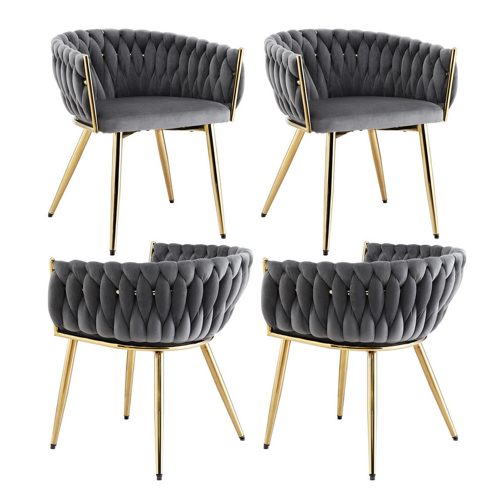 Artiss Velvet Armchair Dining Chairs — Set of 4, Beige, Black or Grey — Allure Home Collections