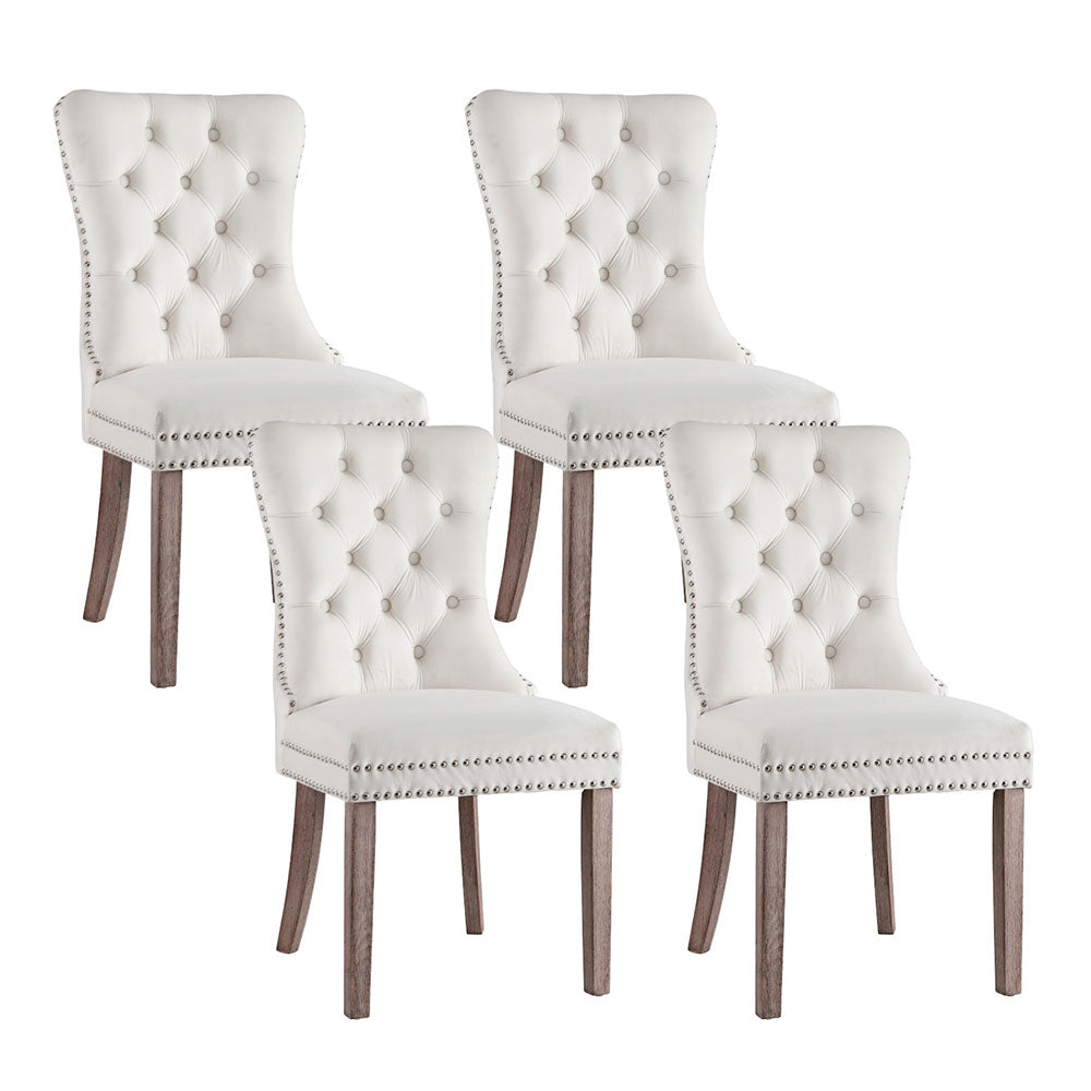 Artiss Grey Velvet Button-Tufted Dining Chairs — Set of 4, Grey or Beige — Allure Home Collections