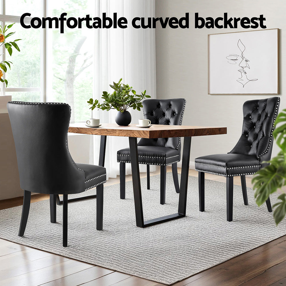 Artiss PU Leather Button-Tufted Dining Chairs — Set of 2, Black, Beige or Grey — Allure Home Collections