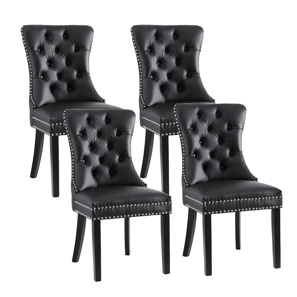 Artiss Black PU Leather Button-Tufted Dining Chairs — Set of 4 — Allure Home Collections
