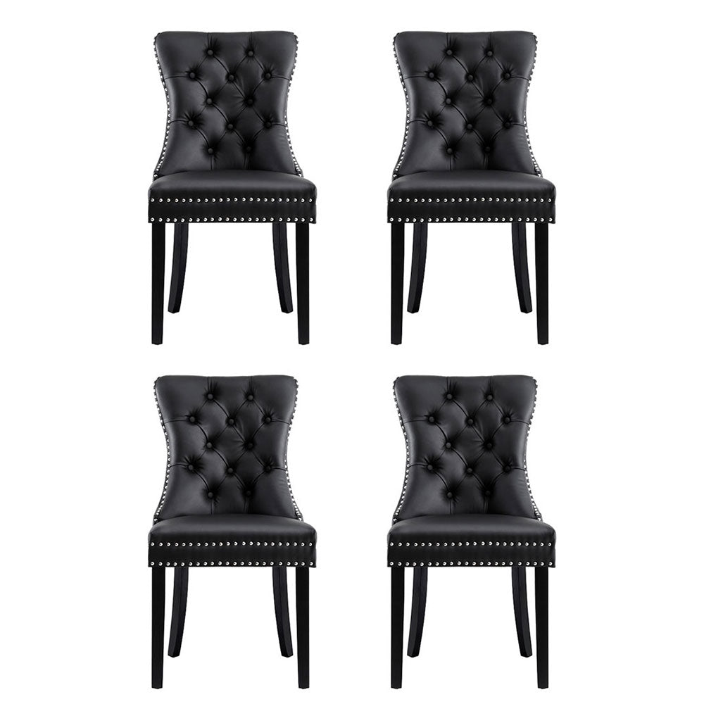 Artiss Black PU Leather Button-Tufted Dining Chairs — Set of 4 — Allure Home Collections